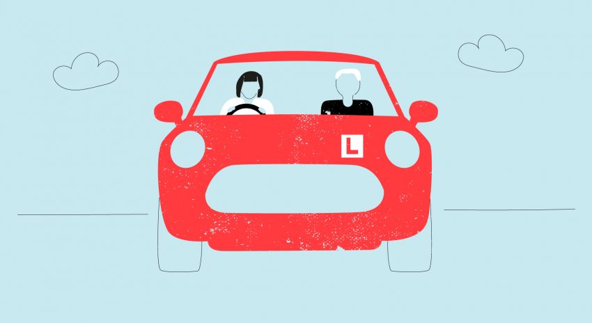 driving instructor with learner-driver